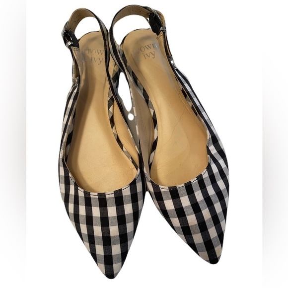 Crown and Ivy Size 7 Slingback Sandals Black and White Check - Picture 11 of 11